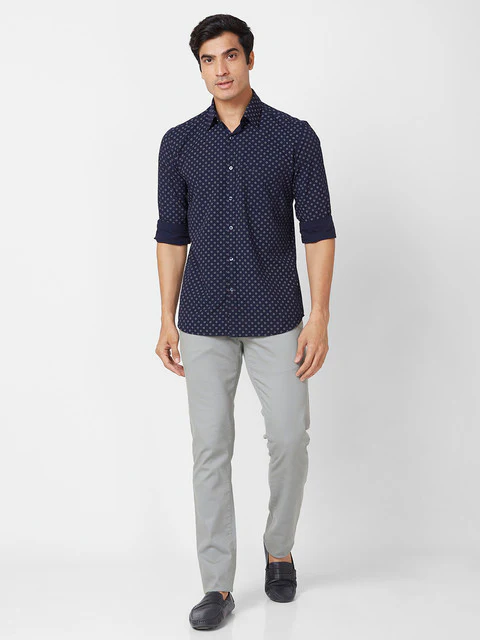 Parx Men Blue Slim Fit Printed Casual Shirt - Image 5
