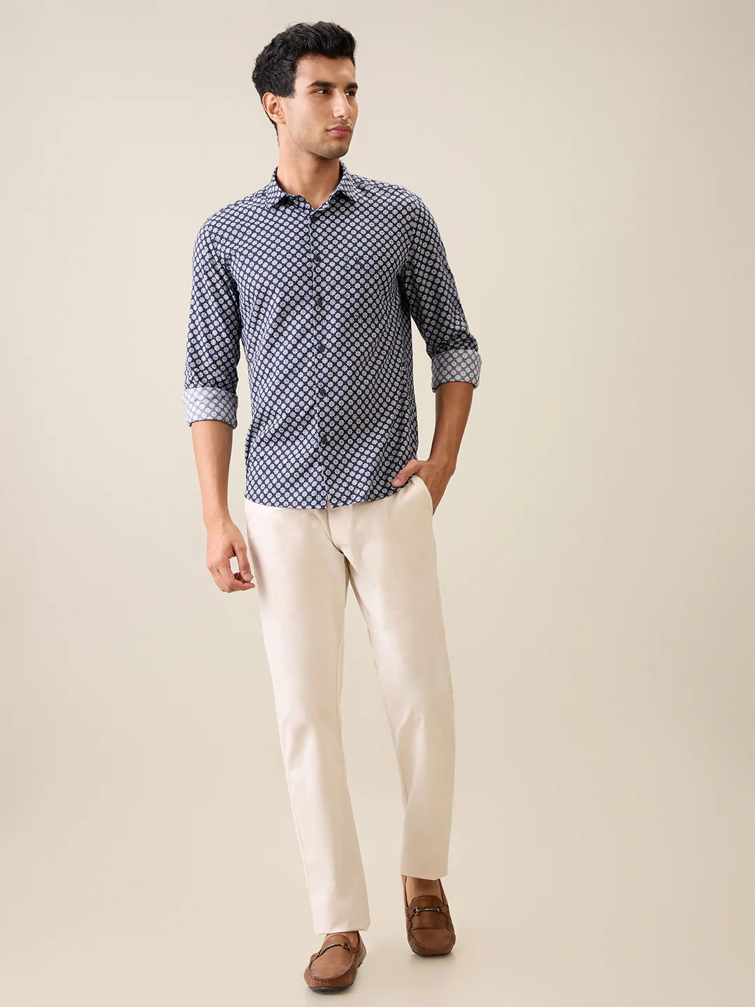 Parx Men Blue Printed Slim Fit Cotton Casual Shirt - Image 5
