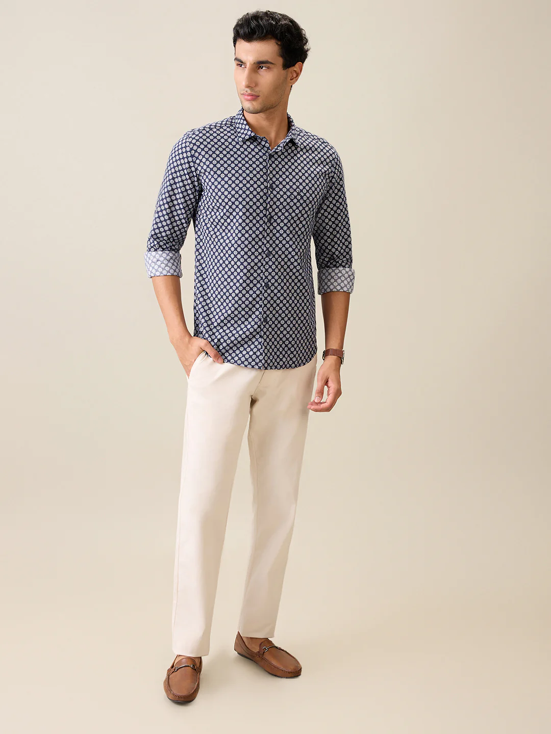 Parx Men Blue Printed Slim Fit Cotton Casual Shirt - Image 6