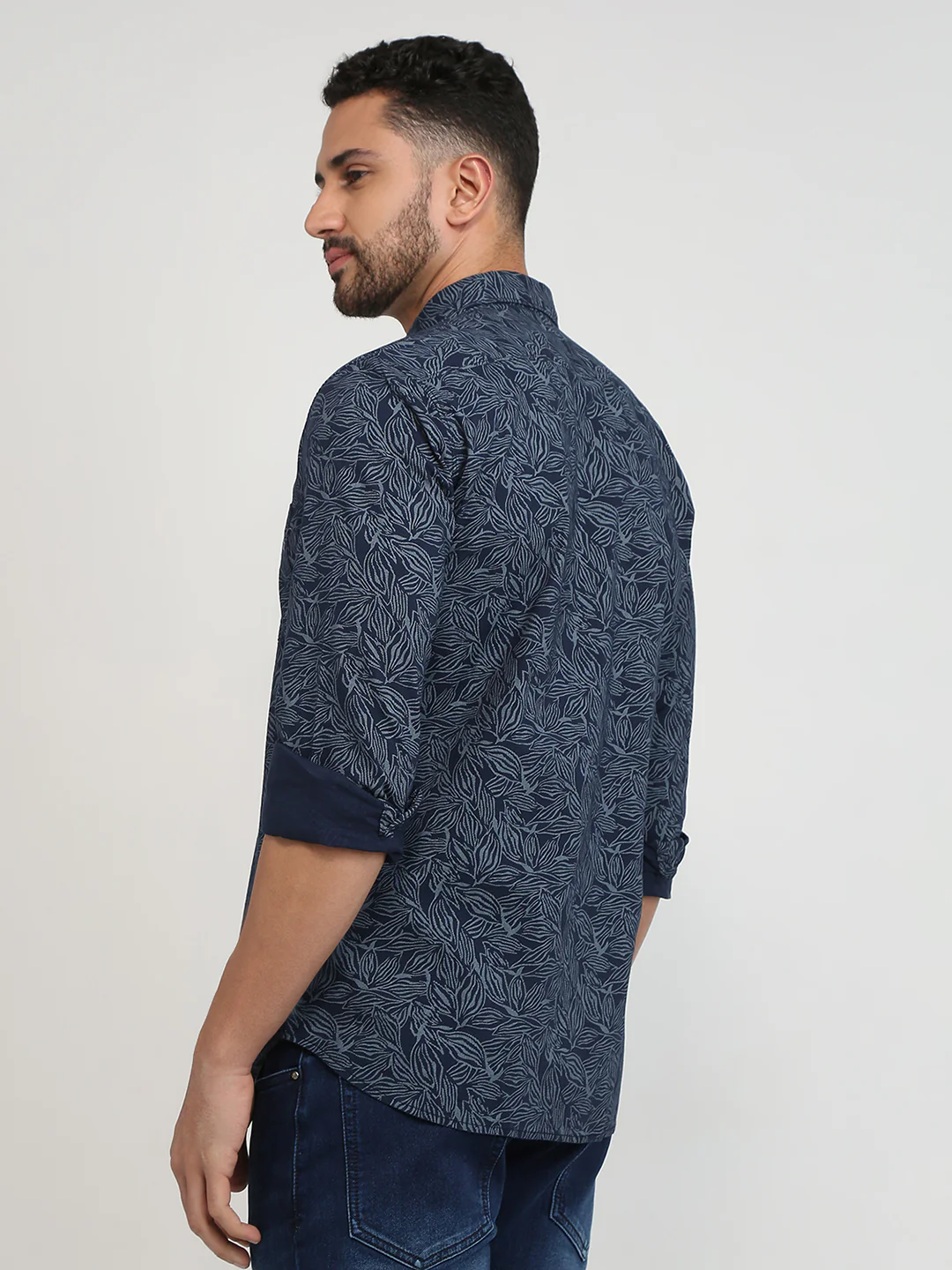Parx Men Blue Printed Slim Fit Cotton Casual Shirt - Image 4