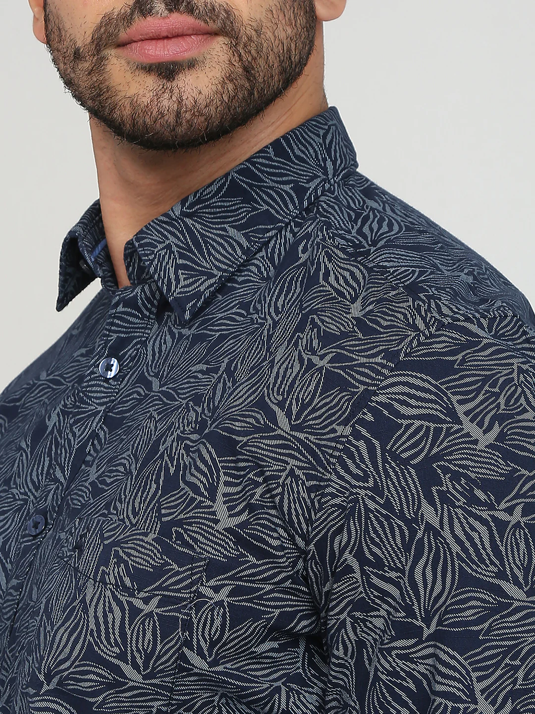 Parx Men Blue Printed Slim Fit Cotton Casual Shirt - Image 6