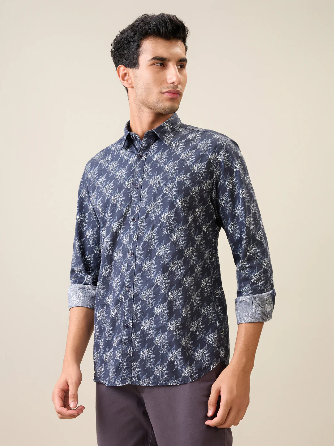 Parx Men Blue Printed Slim Fit Cotton Casual Shirt - Image 2