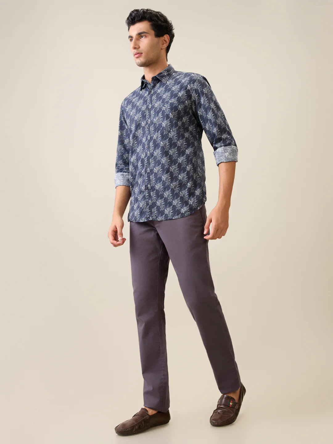 Parx Men Blue Printed Slim Fit Cotton Casual Shirt - Image 5