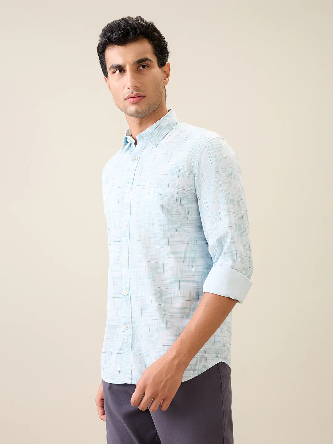 Parx Men Blue Printed Slim Fit Cotton Casual Shirt - Image 2