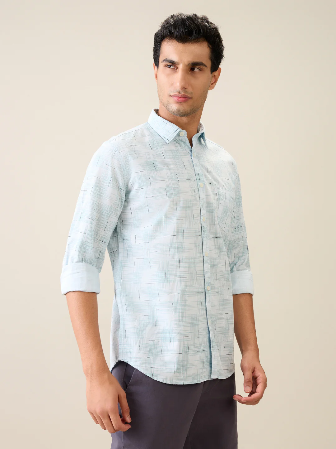 Parx Men Blue Printed Slim Fit Cotton Casual Shirt - Image 3