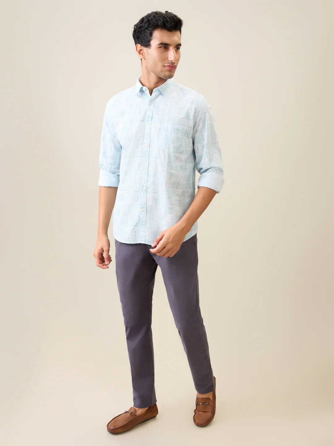 Parx Men Blue Printed Slim Fit Cotton Casual Shirt - Image 5