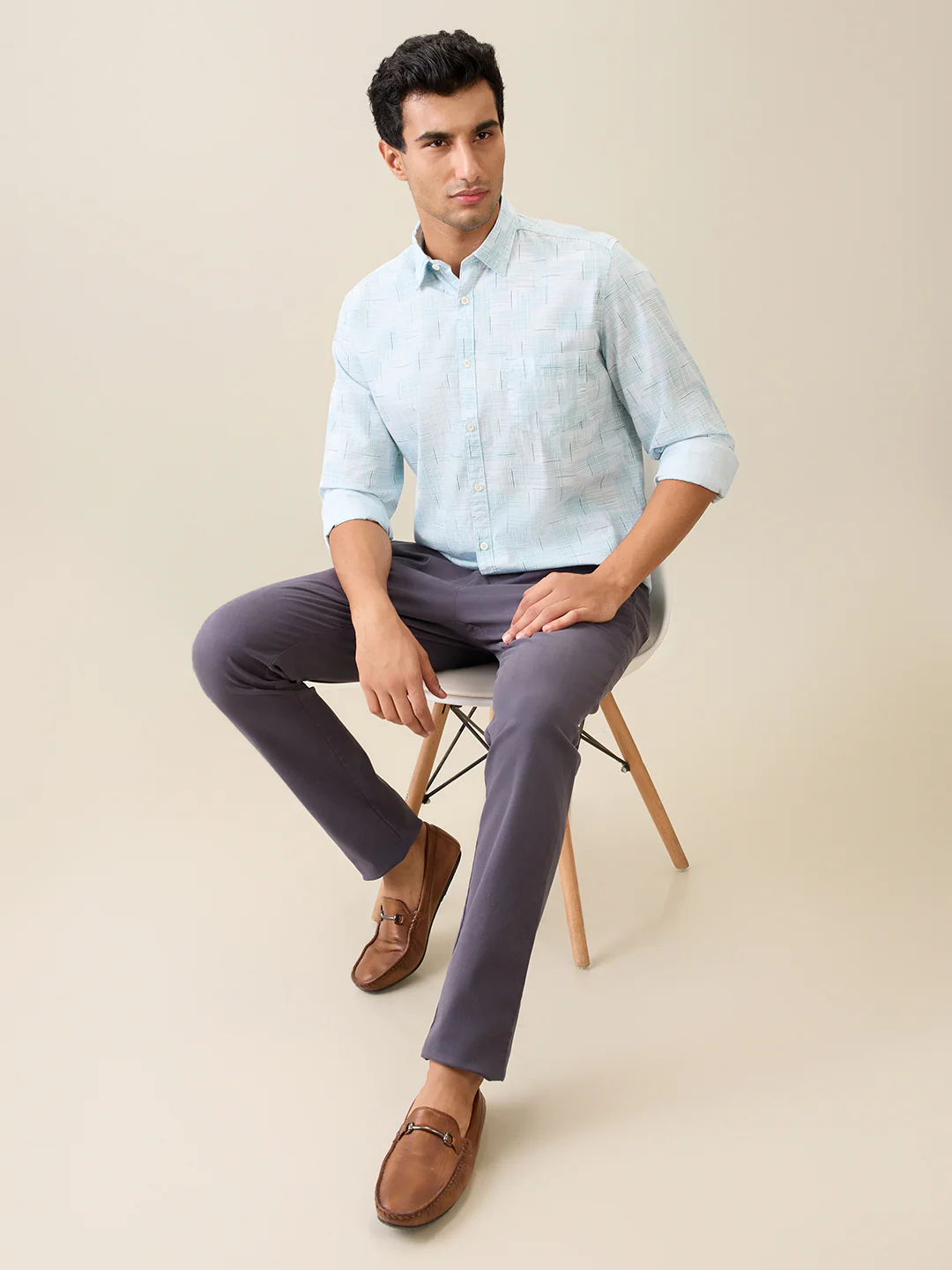 Parx Men Blue Printed Slim Fit Cotton Casual Shirt - Image 6
