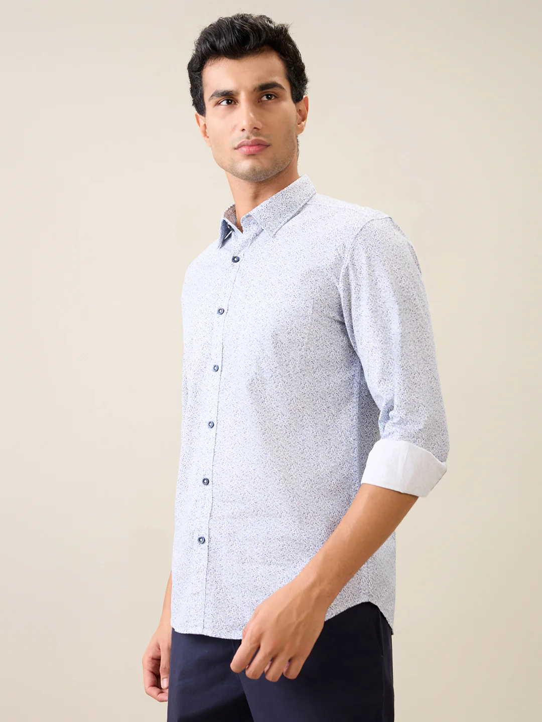 Parx Men Blue Printed Slim Fit Cotton Casual Shirt - Image 2