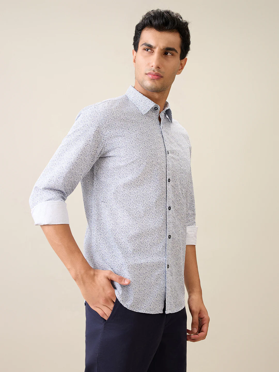 Parx Men Blue Printed Slim Fit Cotton Casual Shirt - Image 3