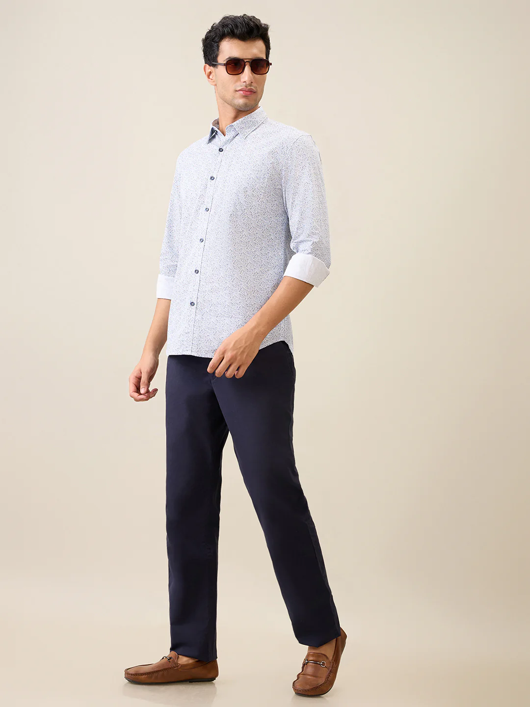 Parx Men Blue Printed Slim Fit Cotton Casual Shirt - Image 6