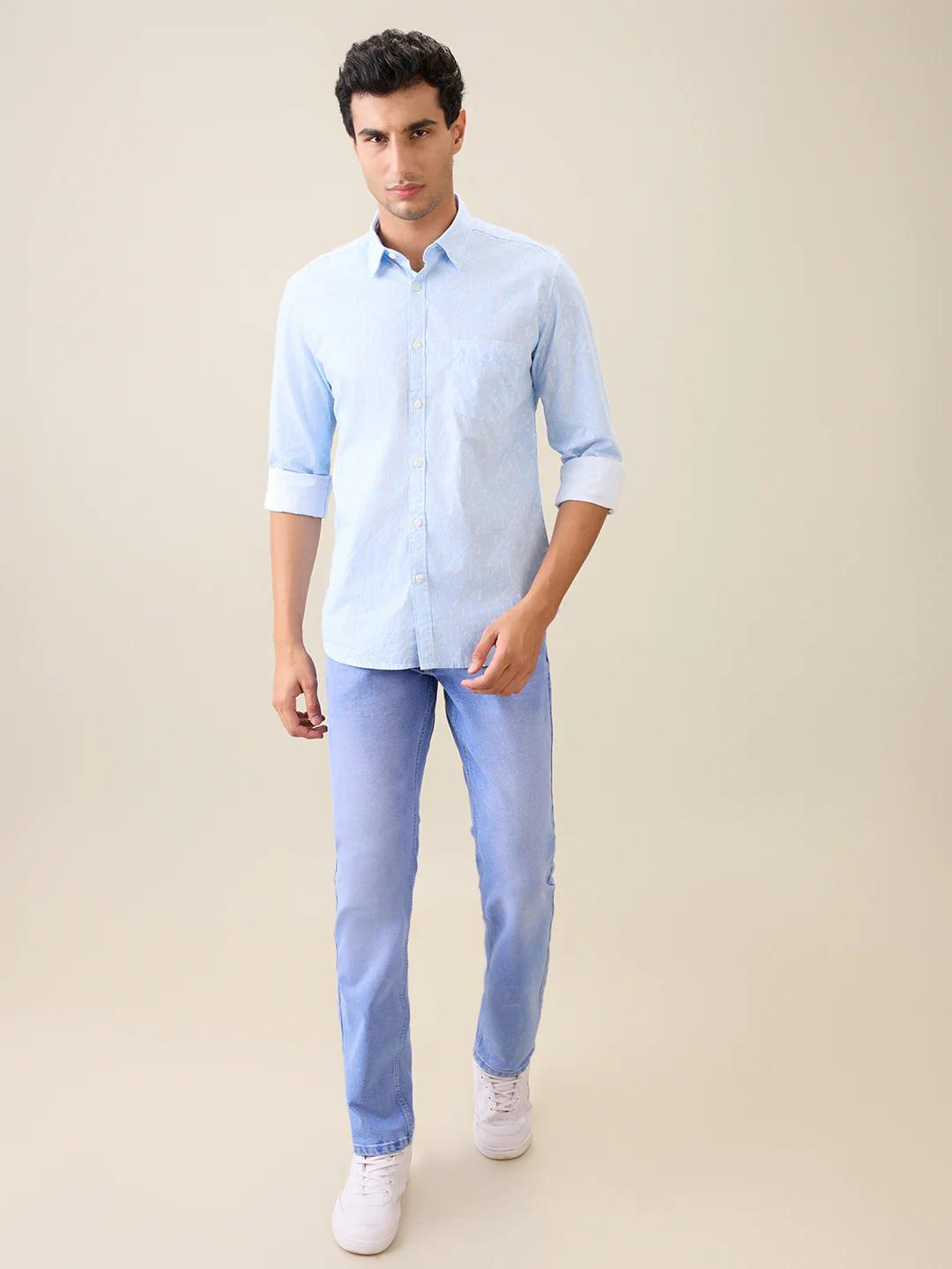 Parx Men Blue Printed Slim Fit Cotton Casual Shirt - Image 5
