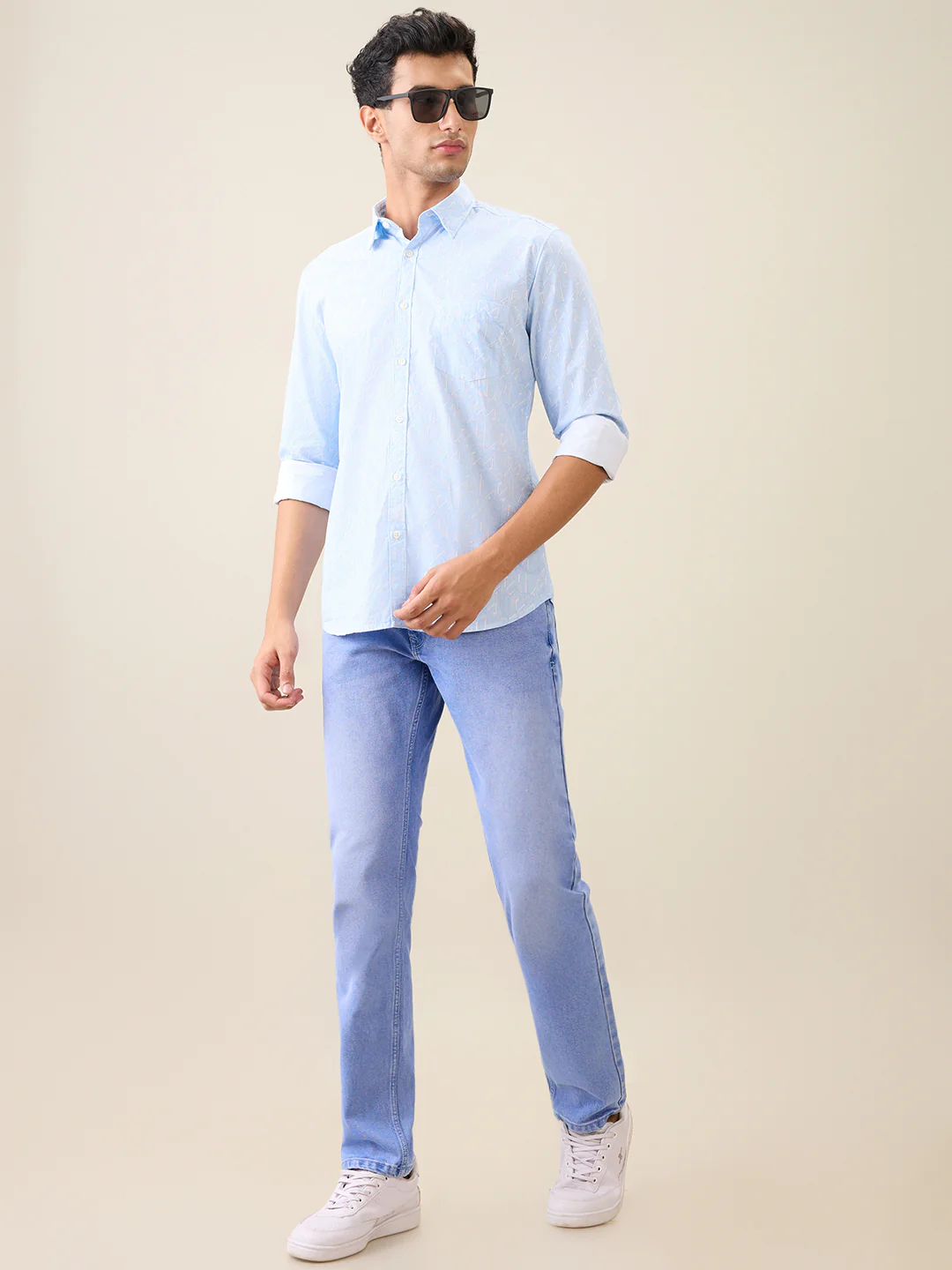 Parx Men Blue Printed Slim Fit Cotton Casual Shirt - Image 6