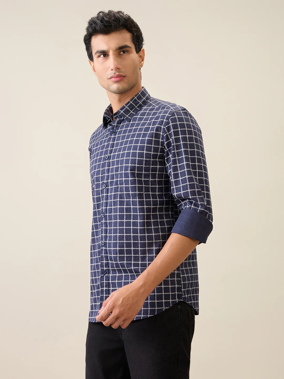 Parx Men Blue Printed Slim Fit Cotton Casual Shirt - Image 2