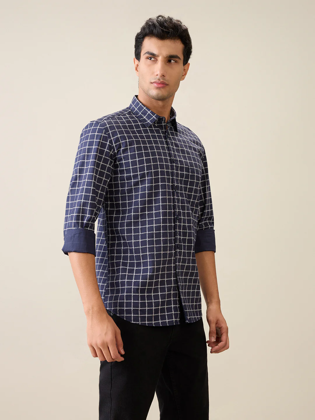 Parx Men Blue Printed Slim Fit Cotton Casual Shirt - Image 3