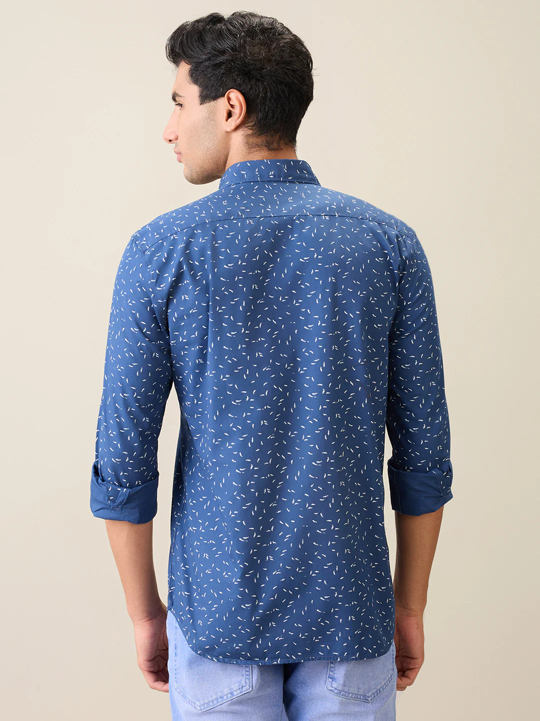 Parx Men Blue Printed Slim Fit Cotton Casual Shirt - Image 4