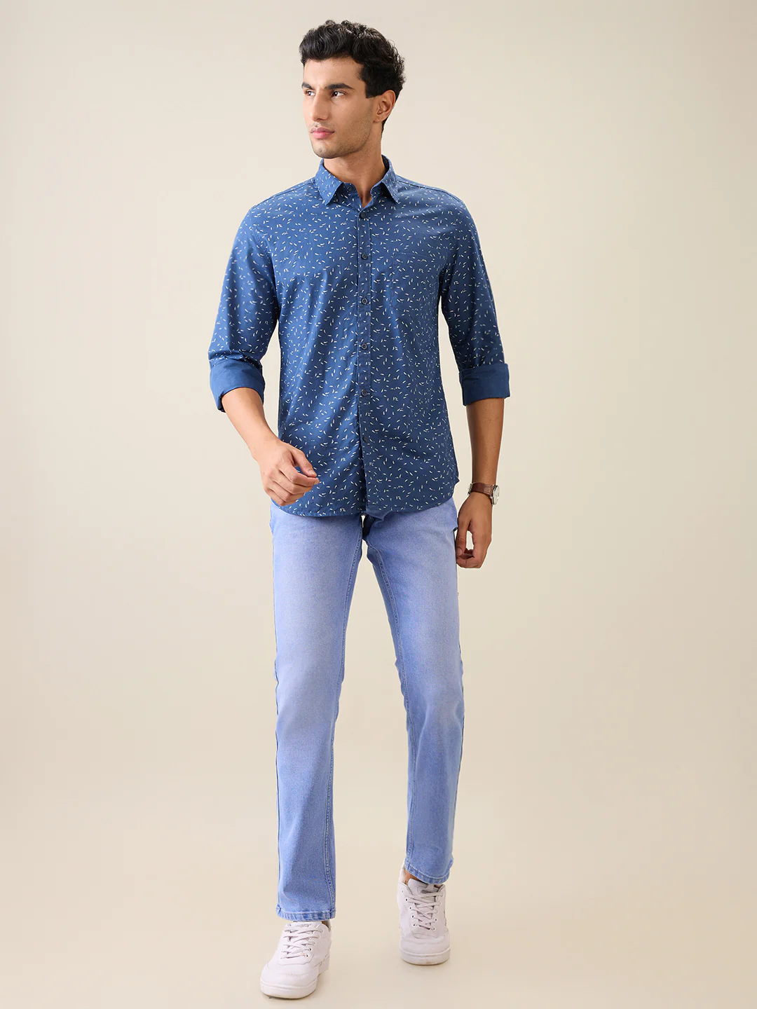 Parx Men Blue Printed Slim Fit Cotton Casual Shirt - Image 5