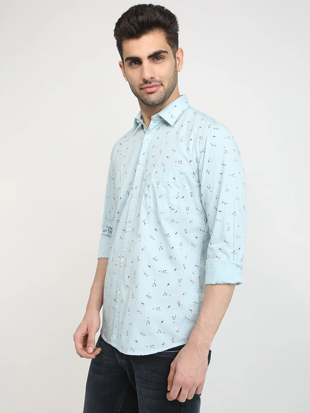 Parx Men Blue Printed Slim Fit Cotton Casual Shirt - Image 2