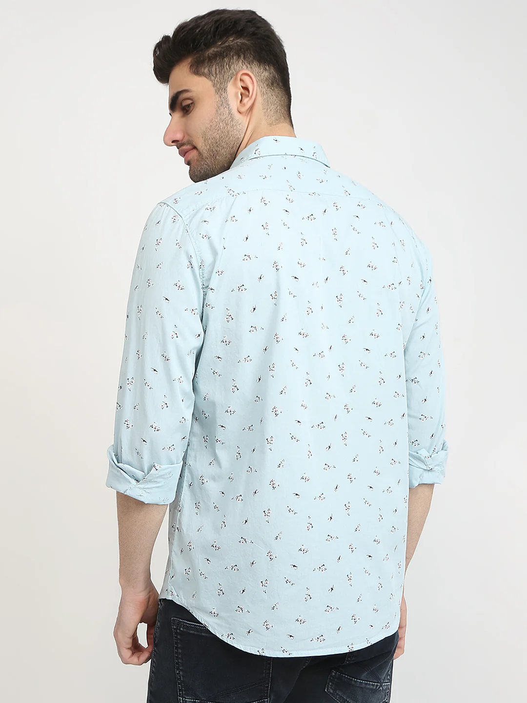 Parx Men Blue Printed Slim Fit Cotton Casual Shirt - Image 4