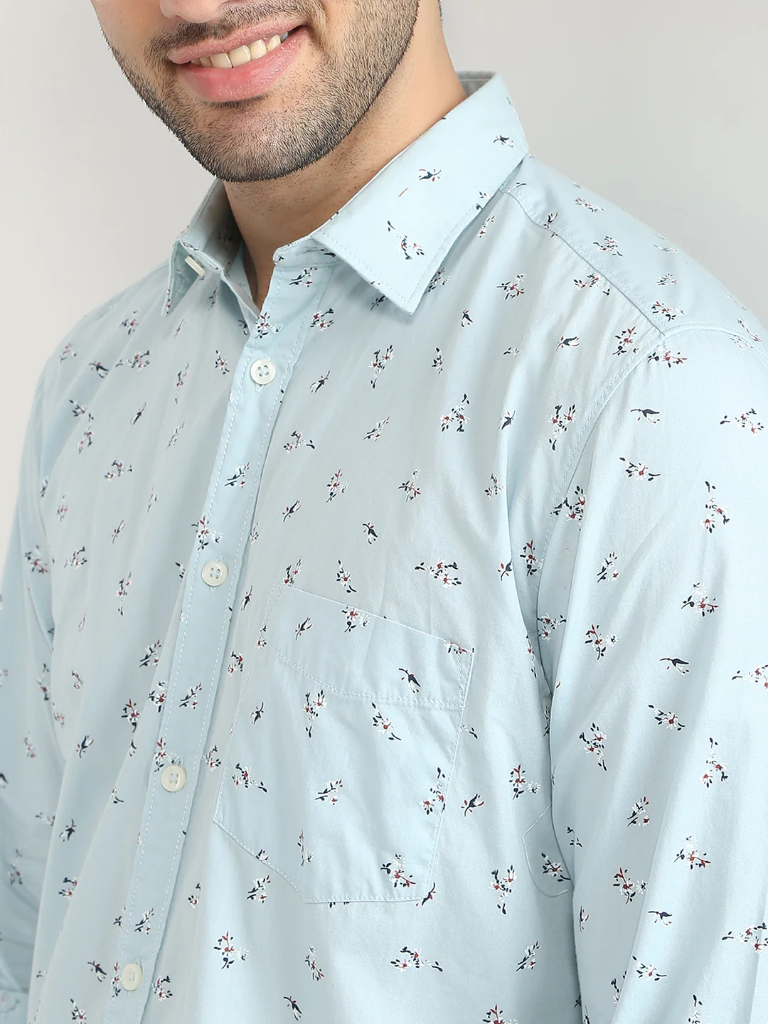 Parx Men Blue Printed Slim Fit Cotton Casual Shirt - Image 6