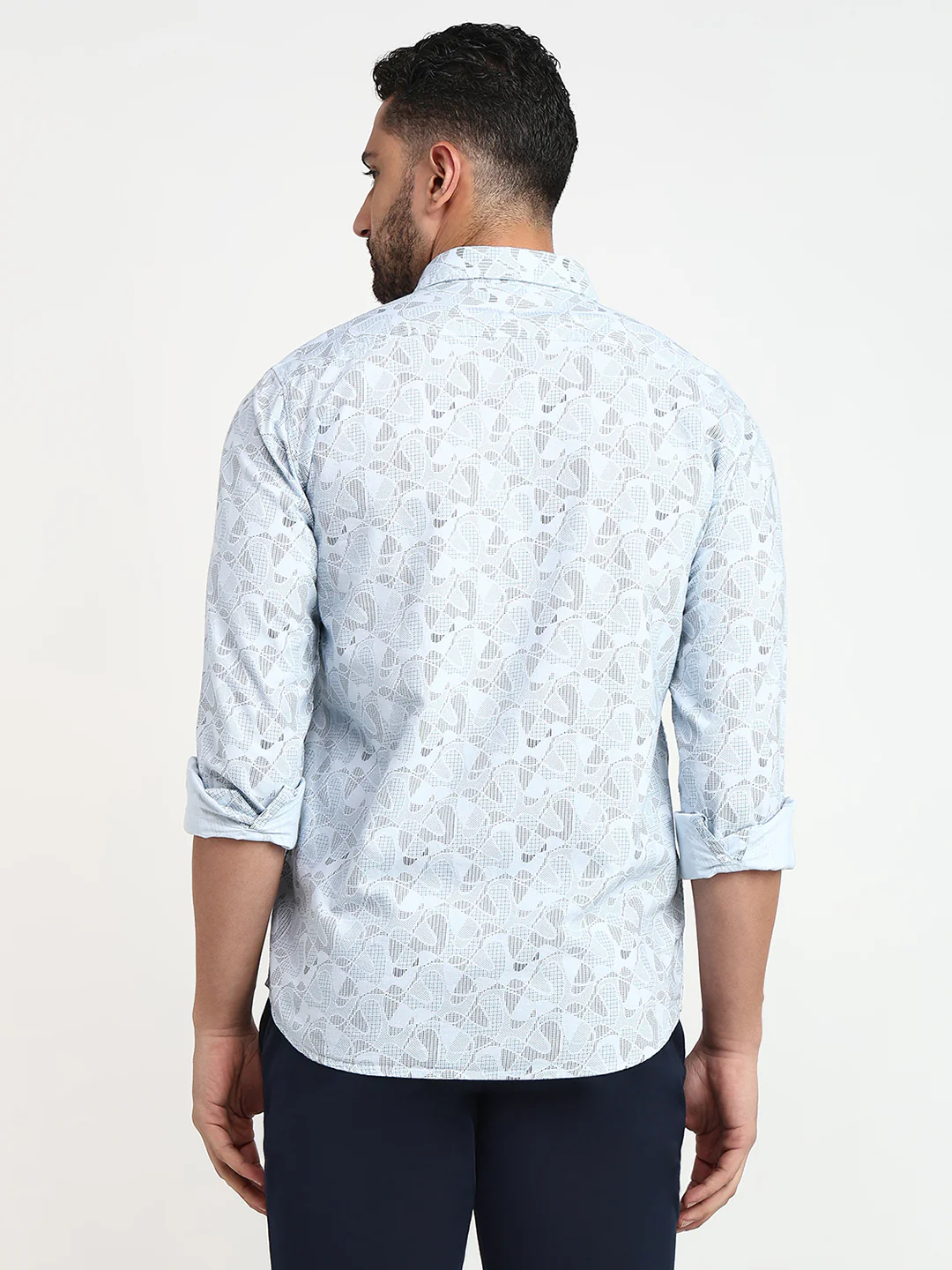 Parx Men Blue Printed Slim Fit Cotton Casual Shirt - Image 4