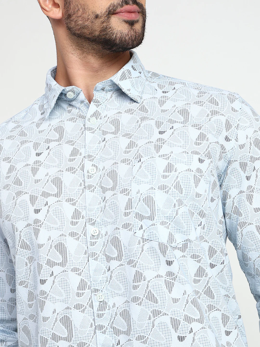 Parx Men Blue Printed Slim Fit Cotton Casual Shirt - Image 6