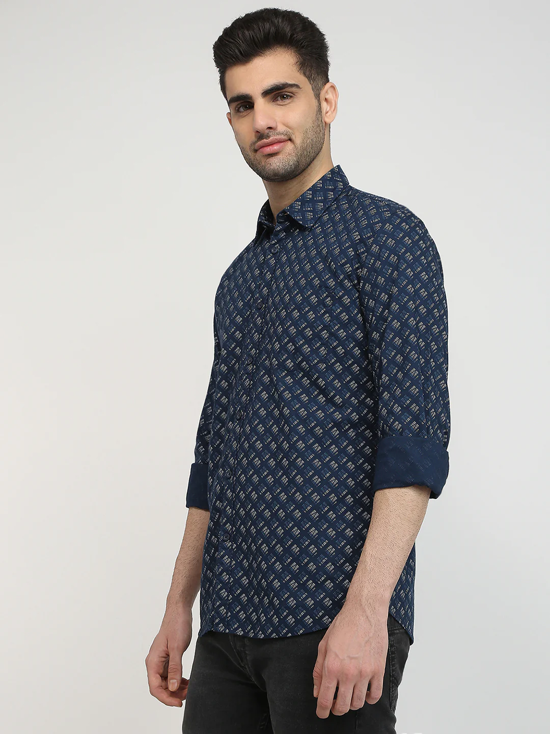 Parx Men Blue Printed Slim Fit Cotton Casual Shirt - Image 2