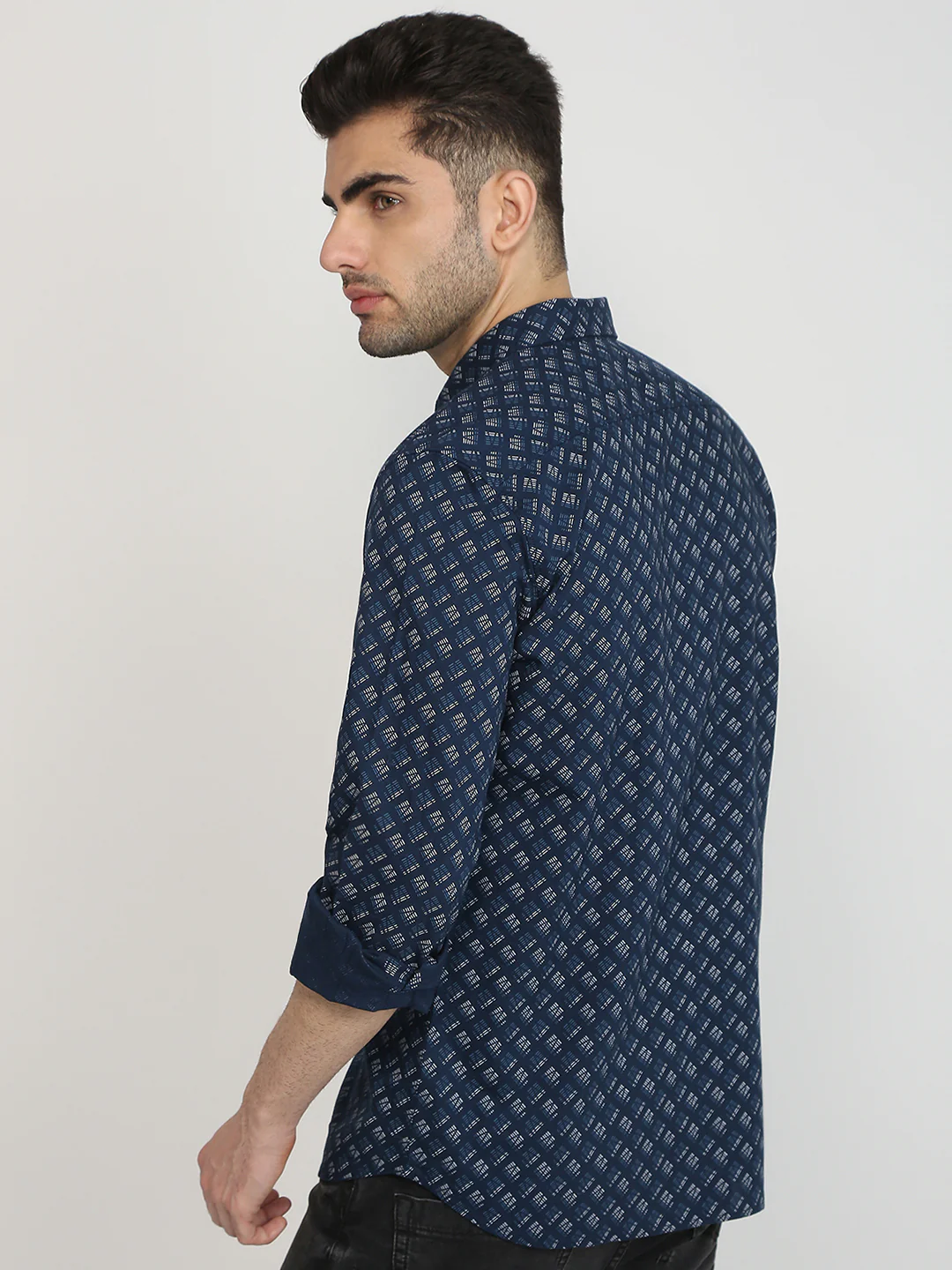 Parx Men Blue Printed Slim Fit Cotton Casual Shirt - Image 4