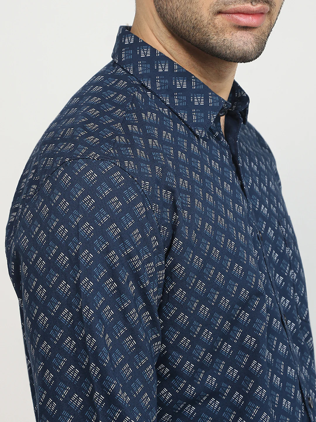 Parx Men Blue Printed Slim Fit Cotton Casual Shirt - Image 6