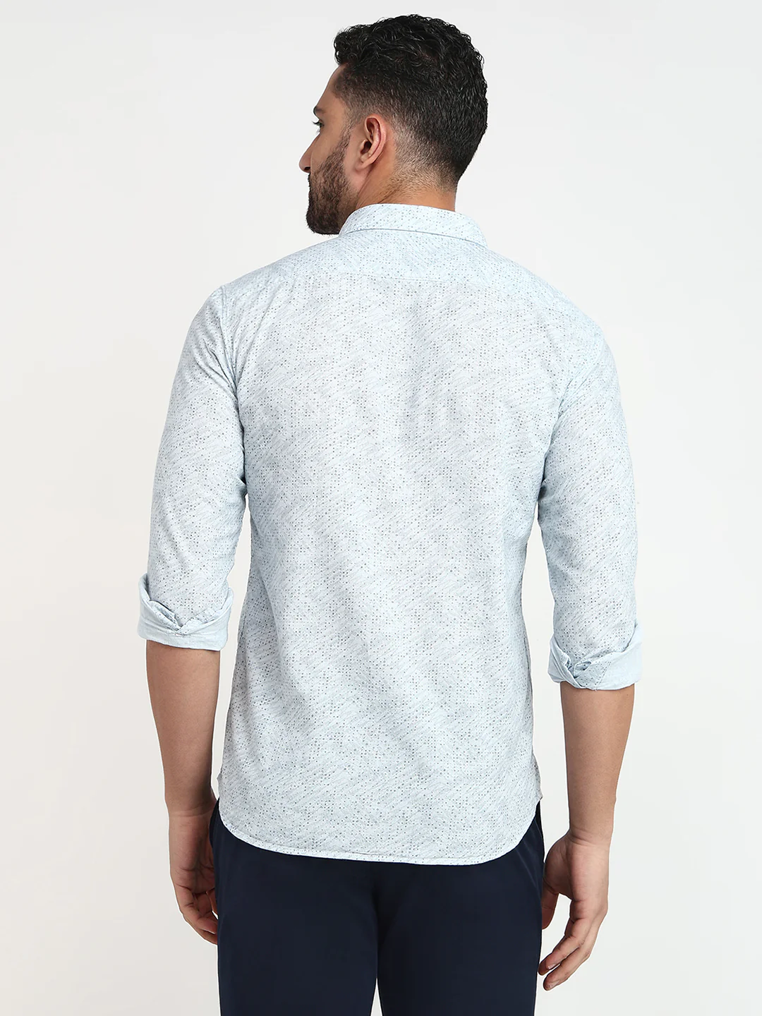 Parx Men Blue Printed Slim Fit Cotton Casual Shirt - Image 4