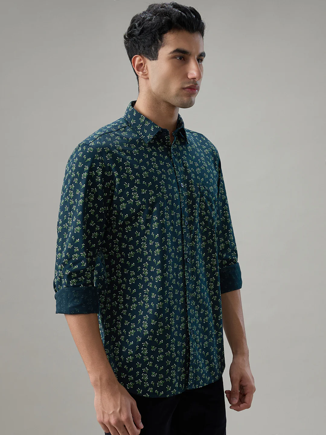 Parx Men Blue Printed Slim Fit Cotton Casual Shirt - Image 2