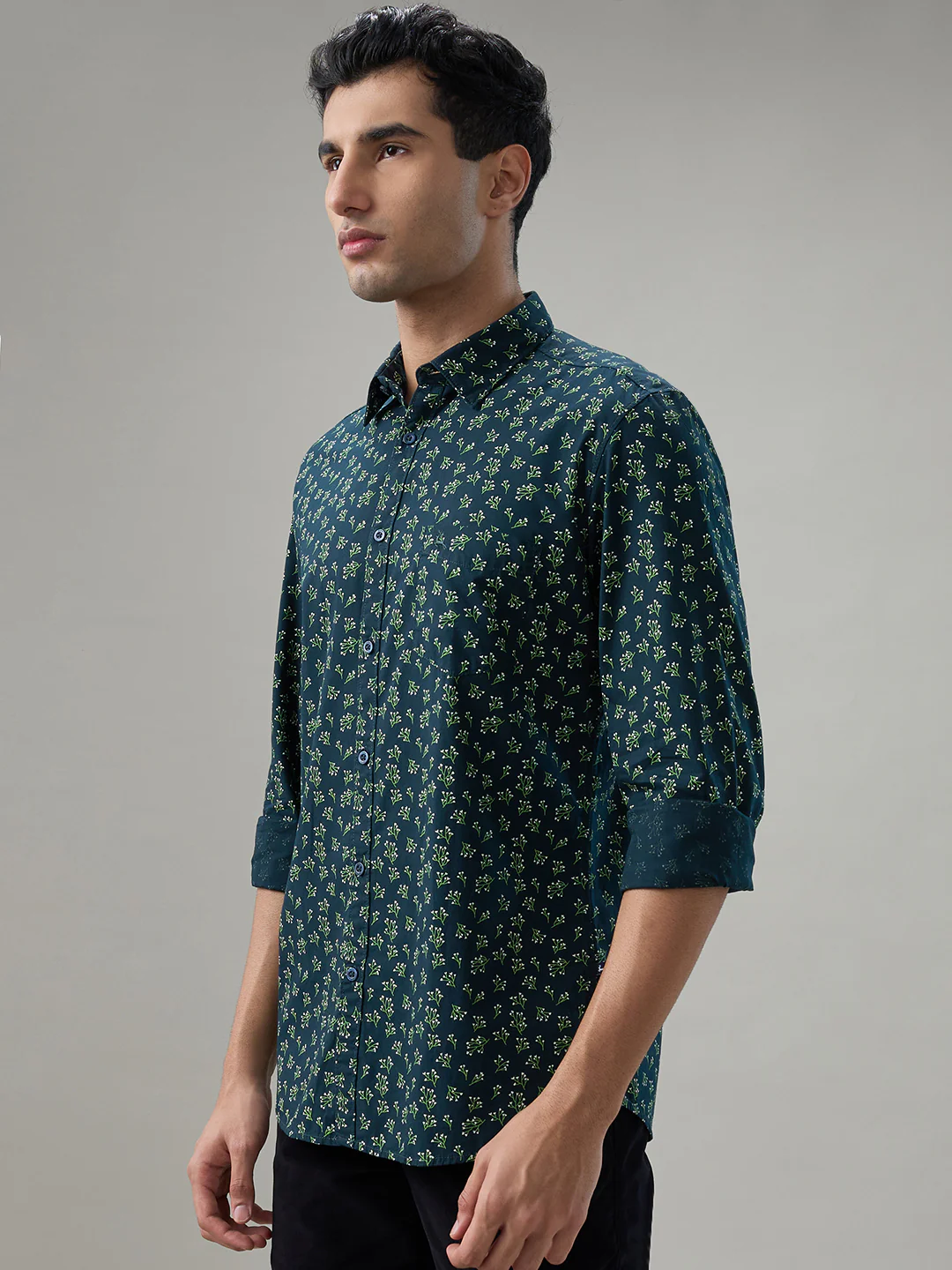 Parx Men Blue Printed Slim Fit Cotton Casual Shirt - Image 3