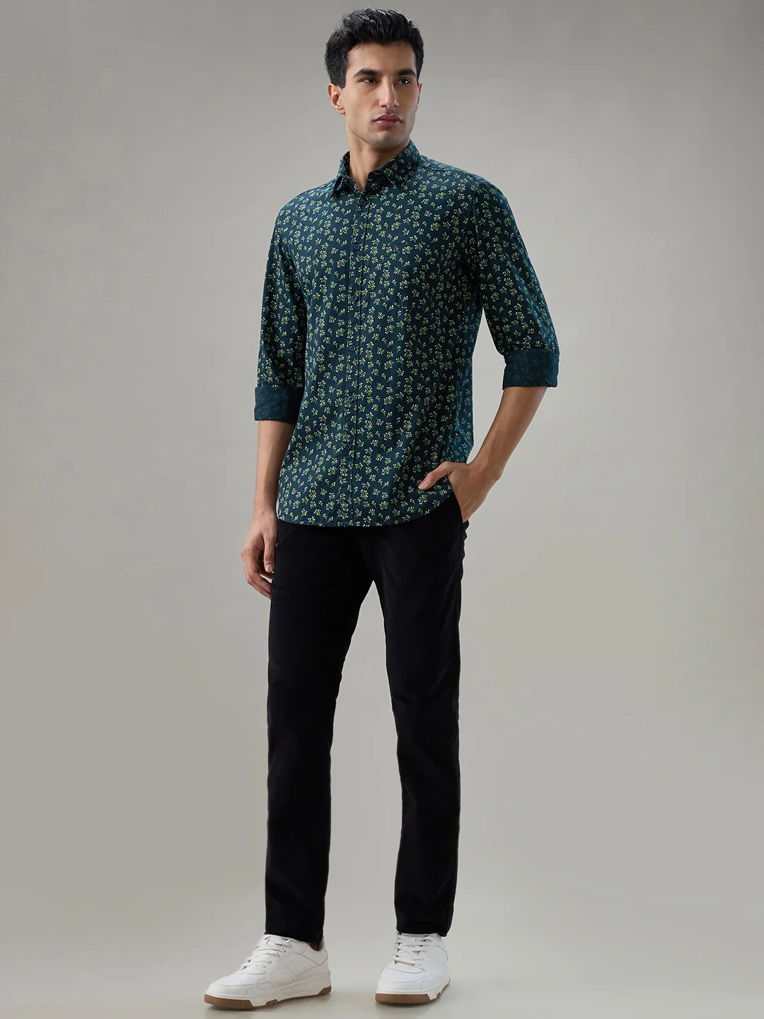 Parx Men Blue Printed Slim Fit Cotton Casual Shirt - Image 5