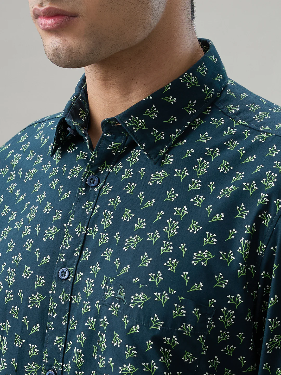 Parx Men Blue Printed Slim Fit Cotton Casual Shirt - Image 6