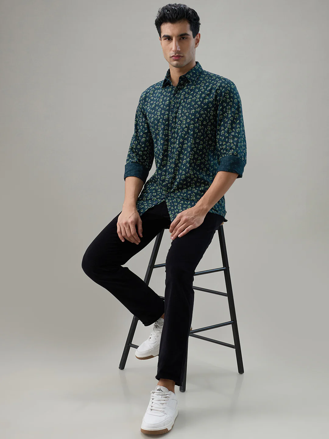 Parx Men Blue Printed Slim Fit Cotton Casual Shirt - Image 7