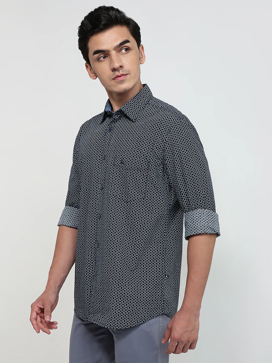 Parx Men Blue Printed Slim Fit Cotton Casual Shirt - Image 2