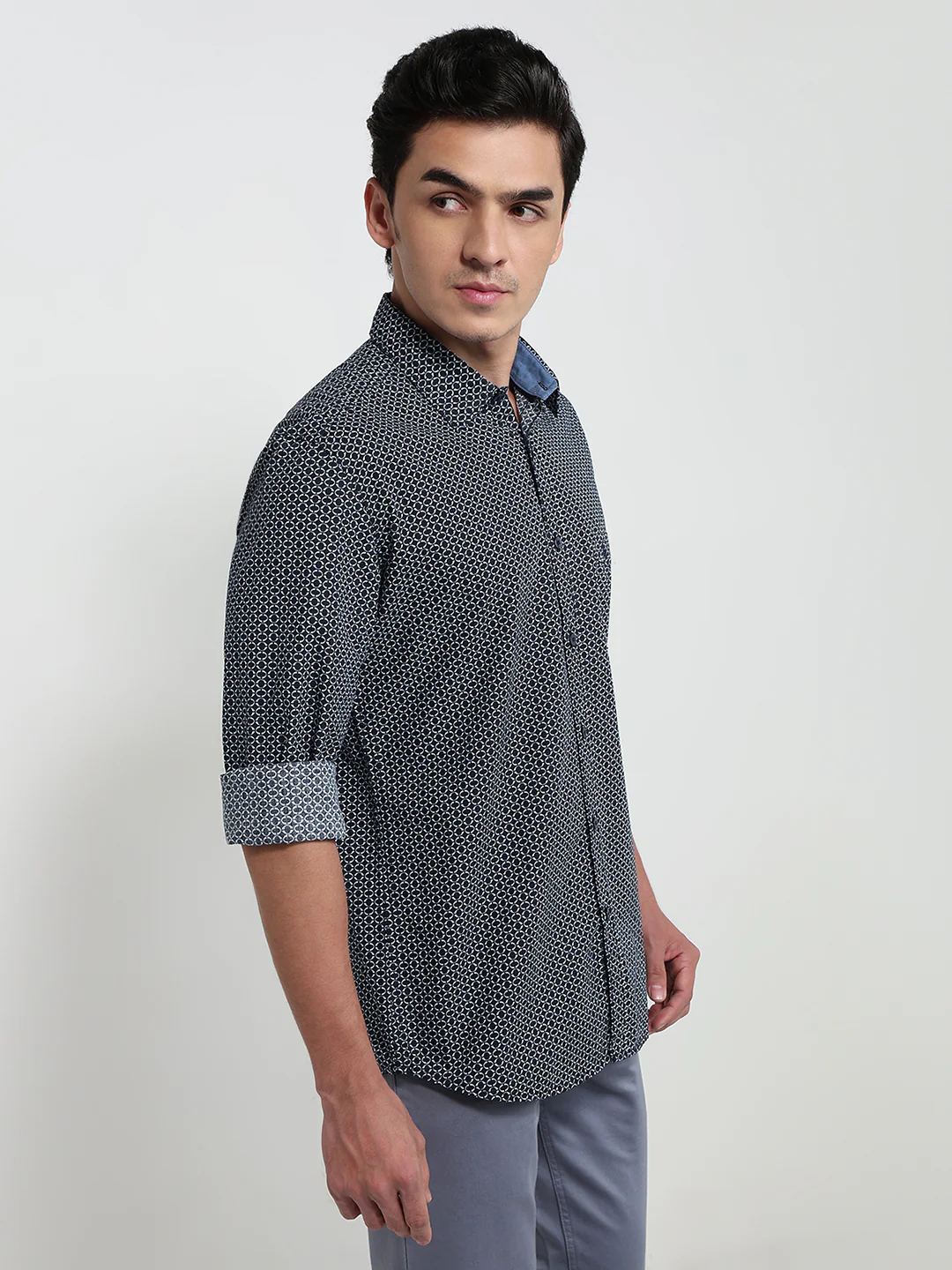 Parx Men Blue Printed Slim Fit Cotton Casual Shirt - Image 3
