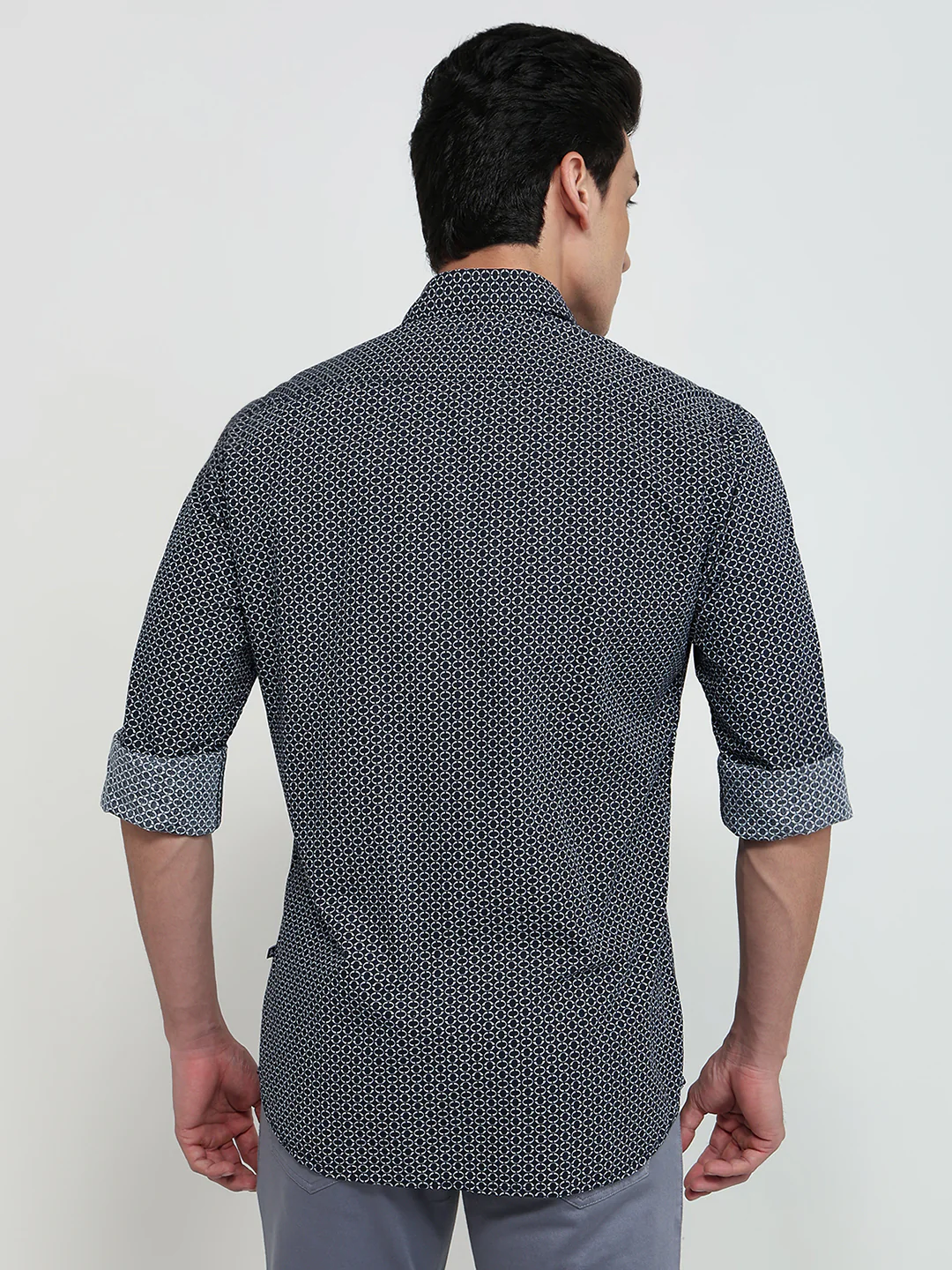 Parx Men Blue Printed Slim Fit Cotton Casual Shirt - Image 4