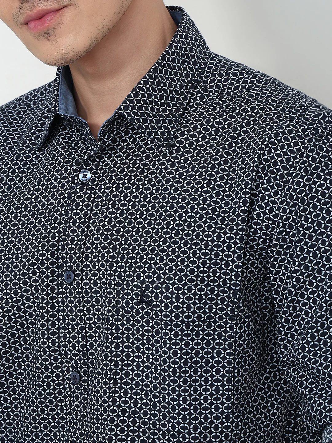 Parx Men Blue Printed Slim Fit Cotton Casual Shirt - Image 6