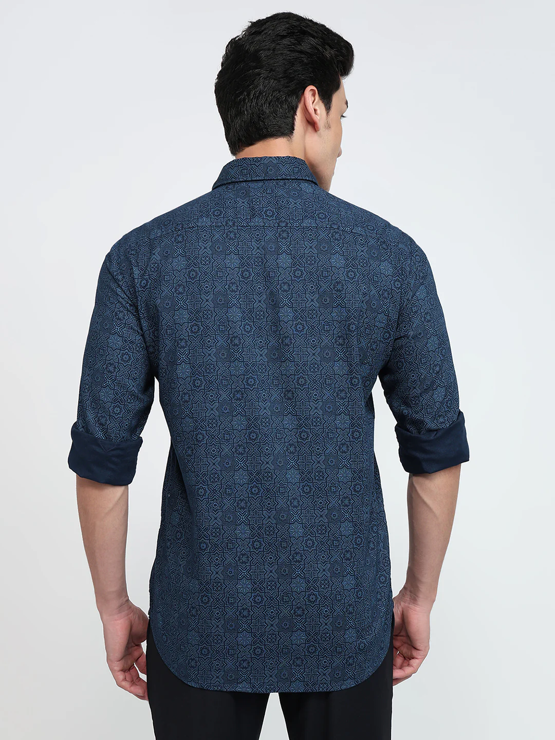 Parx Men Blue Printed Slim Fit Cotton Casual Shirt - Image 4