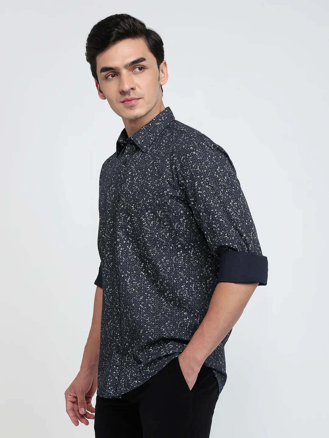 Parx Men Blue Printed Slim Fit Cotton Casual Shirt - Image 2