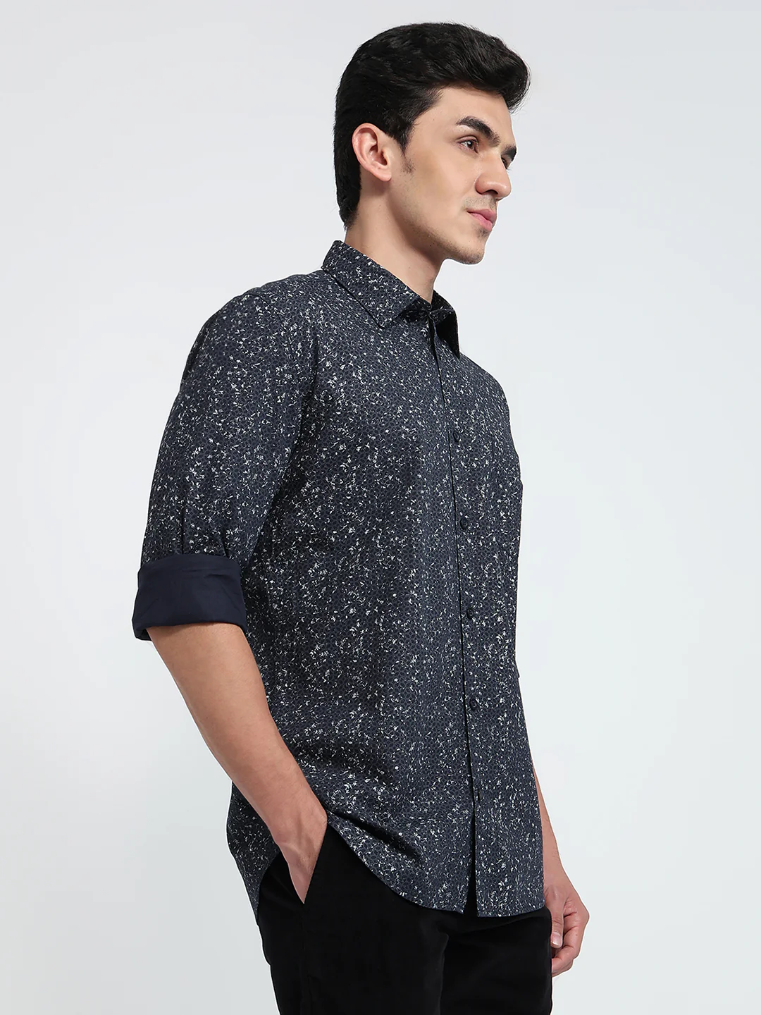 Parx Men Blue Printed Slim Fit Cotton Casual Shirt - Image 3