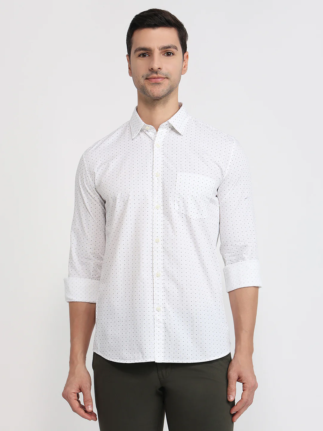 Parx Men Blue Printed Slim Fit Cotton Casual Shirt