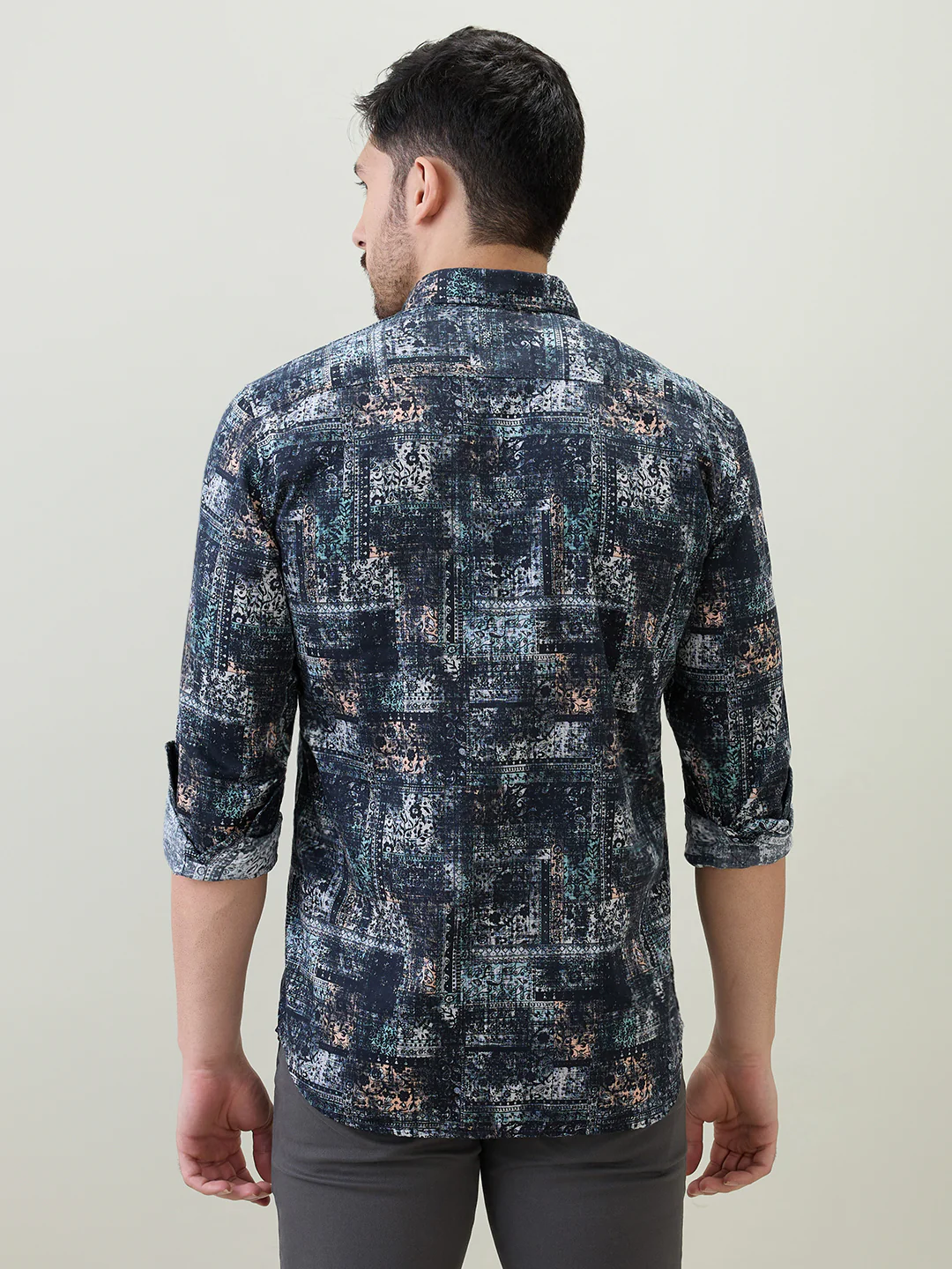 Parx Men Blue Printed Slim Fit Cotton Casual Shirt - Image 4
