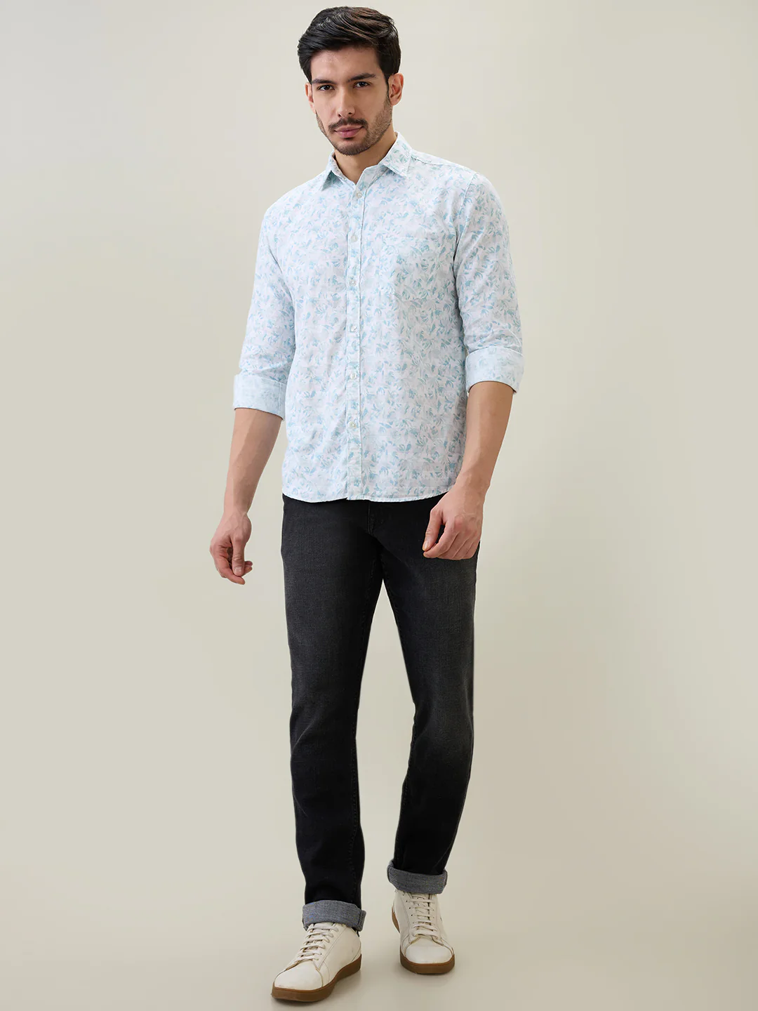 Parx Men Blue Printed Slim Fit Cotton Casual Shirt - Image 5