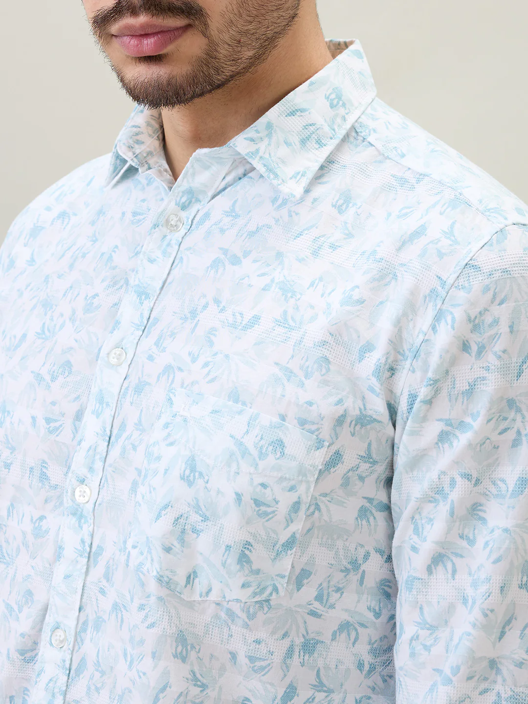 Parx Men Blue Printed Slim Fit Cotton Casual Shirt - Image 6