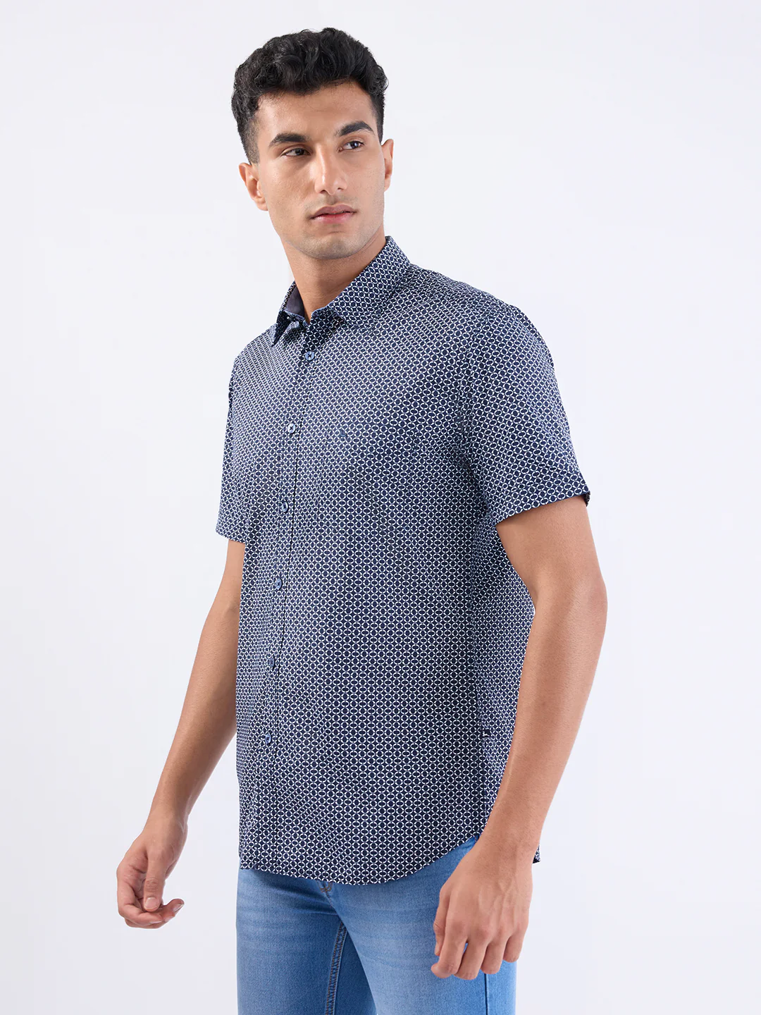 Parx Men Blue Printed Slim Fit Cotton Casual Shirt - Image 2