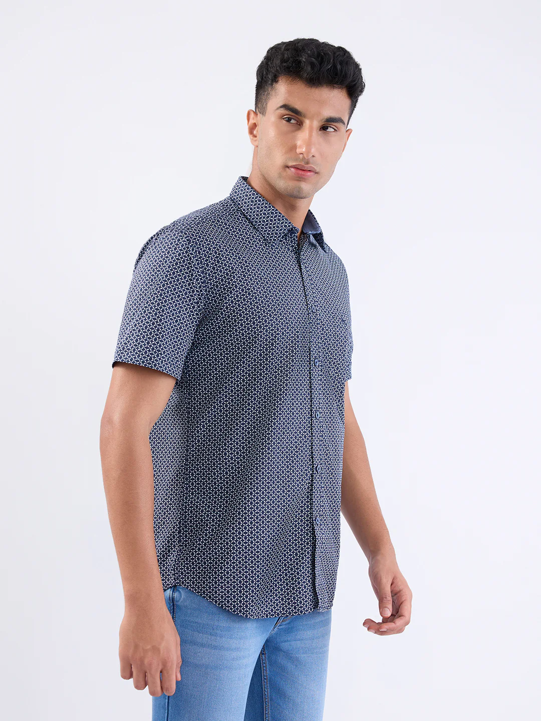 Parx Men Blue Printed Slim Fit Cotton Casual Shirt - Image 3