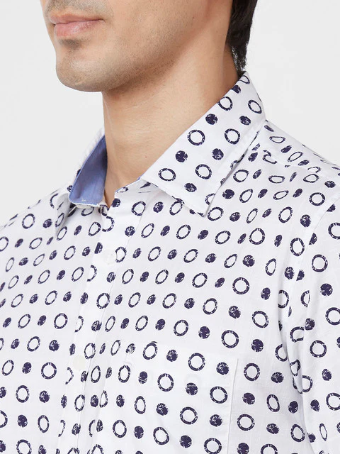 Parx Men Blue Printed Slim Fit Cotton Casual Shirts - Image 6