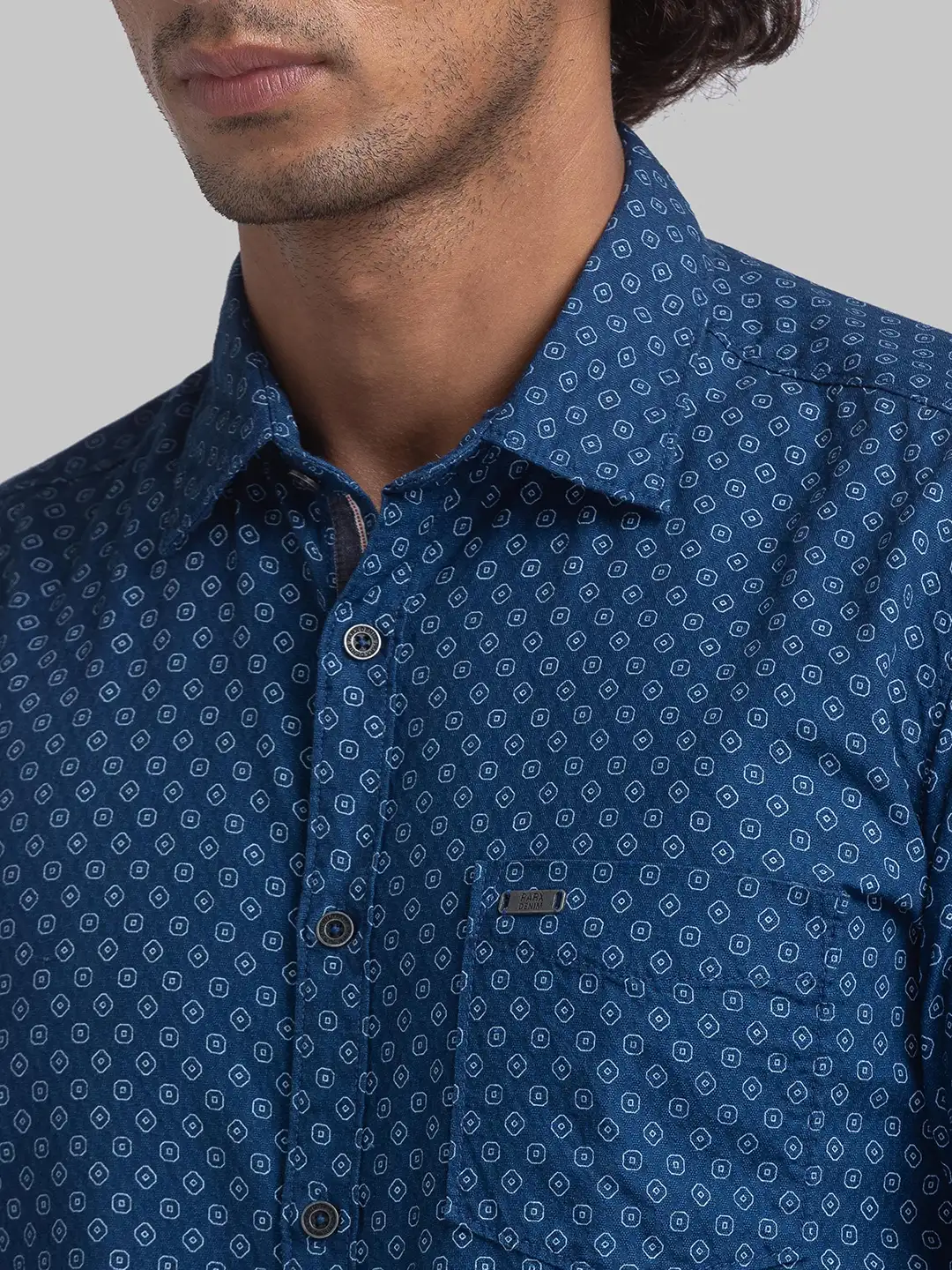 Parx Men Blue Printed Slim Fit Cotton Shirt - Image 6