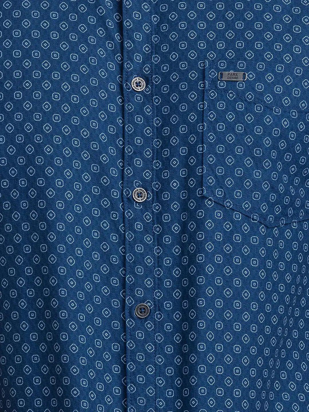 Parx Men Blue Printed Slim Fit Cotton Shirt - Image 7